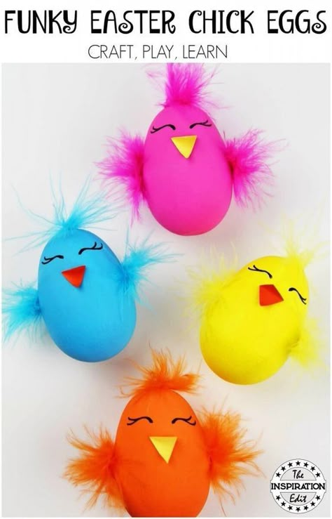 Påskeaktiviteter For Barn, Eggs Craft, Chick Craft, Easter Chick Craft, Craft Easter, Creative Easter Eggs, Fun Easter Crafts, Easy Easter Crafts, Easter Egg Designs