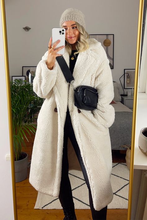 QED London oversized borg coat in … curated on LTK White Teddy Coat Outfit, White Teddy Coat, Girls Long Coat, White Coat Outfit, Teddy Coat Outfit, Long Coat Outfit, Luxury Coat, Winter Mode Outfits, Long Winter Coats Women