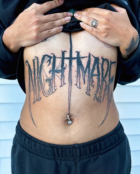 Nightmare 🖤 would love to do more dark lettering like this when my books reopen 🤠 Nightmare Tattoo, Do Tattoo, Dark Lettering, My Demons, Love Me Like, My Books, Love Me, Tattoos, Books