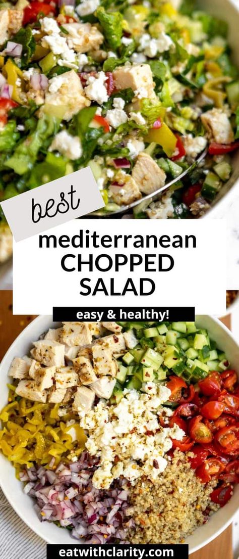 Simple Lunch Salads Healthy, Healthy Salads With Protein, Protein Rich Salad Recipes, Easy Mediterranean Diet Lunch Ideas, Healthy High Protein Salads, High Protein Chopped Salad, Protein Rich Salads, Mediterranean Diet Salad Recipes, Protein Salads Recipes