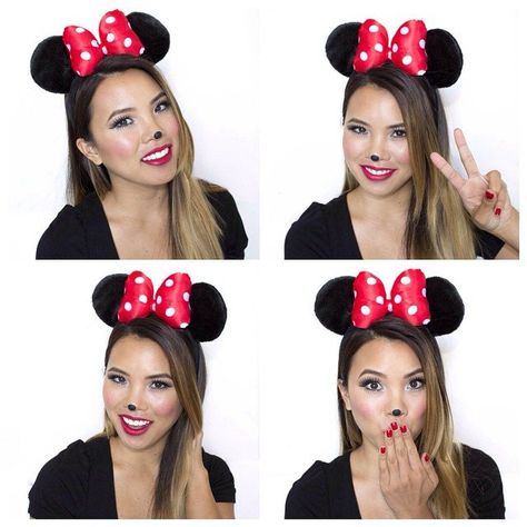 Simple Minnie Minnie Mouse Face Painting, Best Group Halloween Costumes, Minnie Mouse Costume, Ninja Party, Minnie Mouse Halloween, Diy Halloween Costumes For Kids, Makeup For Hazel Eyes, Diy Halloween Costumes Easy, Trendy Halloween Costumes