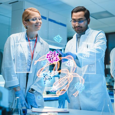 Two scientists looking at a 3D hologram. Trends In 2023, Beauty Science, Organ Donation, Scientific Discovery, Body Tissues, Scientific Research, Michigan State University, Nanotechnology, Tech Trends