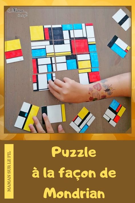 Puzzle Diy, Animal Templates, Puzzle Art, Piet Mondrian, 5th Grade, Art For Kids, Mixed Media, Drawings, Art