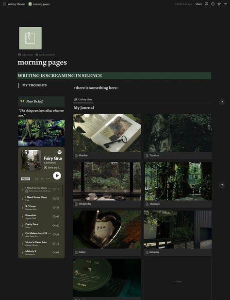 Journal notion template| Content Creater Notion template| writer Notion template| Daily Journal Template Anime, Journal Content, Journal Notion, Studio Ghilbi, Notion Inspo, Notion Ideas, Template Green, Study Stuff, Aesthetic Planner