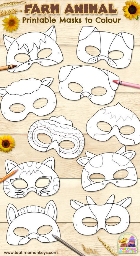 **IN STORE** Your kids can have hours of barnyard fun with these super cute printable FARM ANIMAL masks to colour and decorate! #papercraft #papercrafting #papercrafts #craftsforkids #kidscraft #kidsactivities #funforkids #preschool #carnival #farm Preschool Carnival, Farm Animal Masks, Animal Masks Craft, Animal Masks Diy, Animal Mask Templates, Farm Animals For Kids, Classroom Holiday Crafts, Farm Activities Preschool, Printable Animal Masks