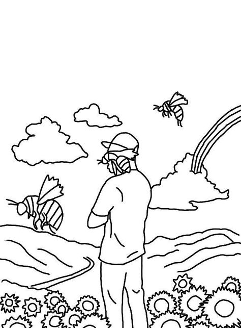 Coloring Pages Nature, Flowers Coloring, Deco Studio, Graffiti Style Art, Canvas Drawings, Plant Drawing, Cool Coloring Pages, Flower Boys, Album Cover Art