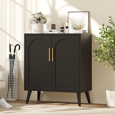 Amazon.com: Rovaurx Rattan Storage Cabinet with Doors, Accent Bathroom Floor Cabinet, Modern Sideboard Buffet Cabinet for Living Room, Entryway, Dining Room and Kitchen, Black BMGZ108B : Home & Kitchen Black And Wood Storage Cabinet, 2 Black Bar Cabinet, Black And Rattan Cabinet, Bathroom Sideboard, Black And Gold Shoe Cabinet, Black 3 Door Cabinet, Accent Bathroom, Rattan Storage Cabinet, Bathroom Floor Cabinet