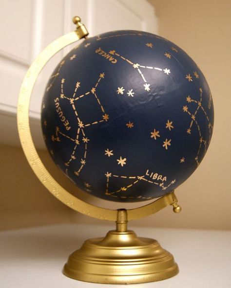 Out-of-this-world room decor for the girl obsessed with astrology - GirlsLife. Teenage Boys Room Ideas for Kate Beavis Astrology Room, Astronomy Room, Astronomy Decor, Celestial Bedroom, Toddler Boy Room Ideas, Deco Surf, Galaxy Room, Painted Globe, Globe Vintage