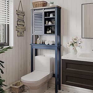 Over The Toilet Storage Ideas, Farmhouse Bathroom Storage, Above Toilet Storage, Cabinet Above Toilet, Louver Door, Over Toilet Storage Cabinet, Over The Toilet Storage Cabinet, Above Toilet, Toilet Storage Cabinet