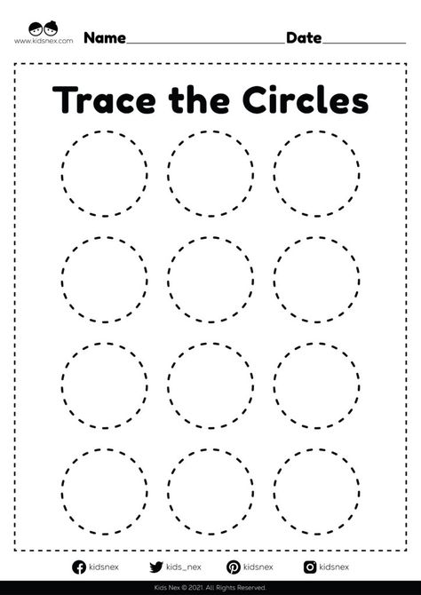 Tracing Circles for Kids - Free PDF Printable | Kids Nex Line Tracing Worksheets, Worksheet For Kindergarten, Pre K Worksheets, Worksheets For Preschoolers, Tracing Worksheets Free, Shape Tracing Worksheets, Preschool Tracing, Tracing Worksheets Preschool, Free Preschool Worksheets