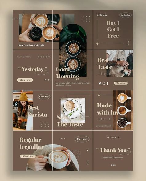 Instagram Puzzle Template, Instagram Design Layout, Instagram Feed Planner, Instagram Branding Design, Puzzle Template, Coffee Instagram, Instagram Puzzle, Instagram Theme Feed, Instagram Feed Ideas Posts