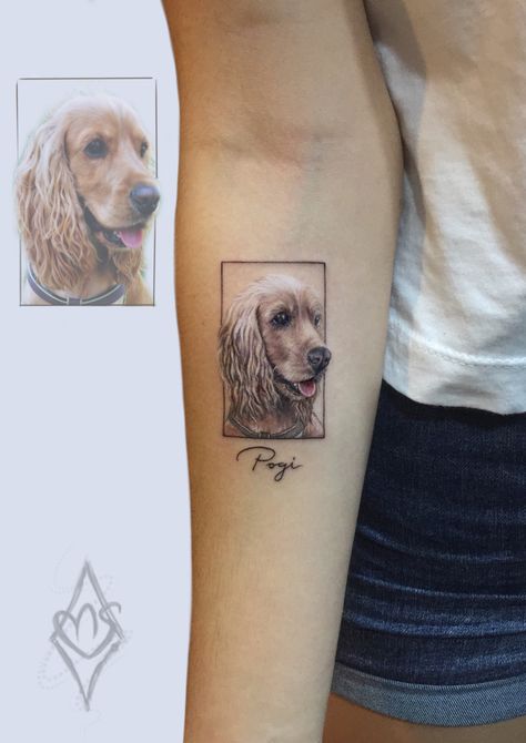 Multiple Dog Tattoo, Dog Nose Tattoo, Cocker Spaniel Tattoo, Pet Portrait Tattoos, Pet Tattoo Ideas, Nose Tattoo, Dogs Embroidery, Pet Tattoos, Tattoos For Dog Lovers