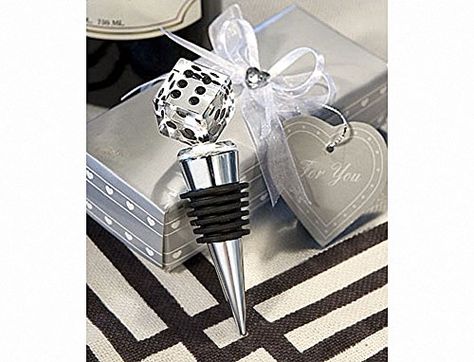 Crystal Dice Wine Bottle Stopper  Gift Boxed -- Click image to review more details. Wine Stopper Wedding Favors, Vegas Wedding Favors, Bunco Gifts, Crystal Dice, Wine Wedding Favors, Wine Bottle Design, Vegas Theme, Wine Bottle Stoppers, Unique Wedding Favors