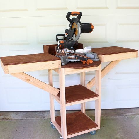 Mobile Miter Saw Station, Diy Miter Saw Stand, Miter Saw Station, Easy Garage Storage, Miter Saw Stand, Saw Station, Mitre Saw Station, Miter Saw Table, Mitre Saw Stand