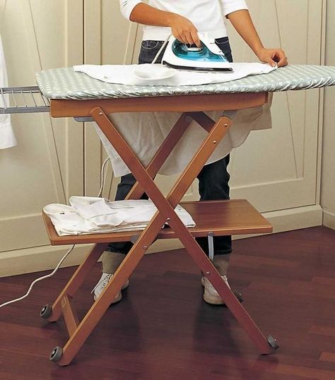 Iron Stand Design, Portable Ironing Board, Wood Ironing Boards, Stand Design Ideas, Wooden Ironing Board, Ironing Table, Ironing Mat, Ironing Station, Portable Iron