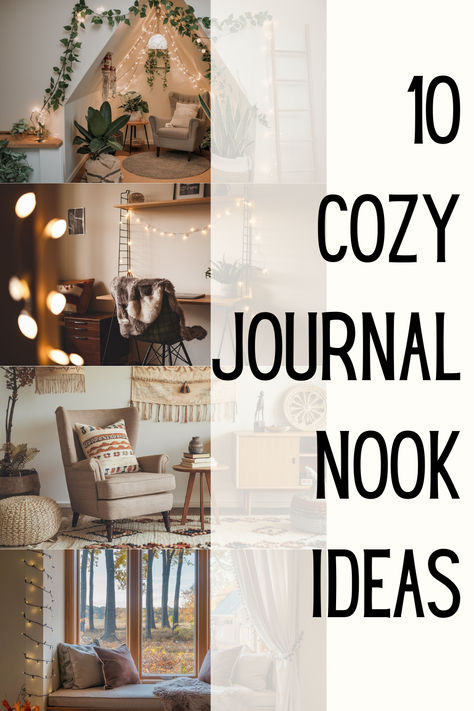 Create the perfect space for your journaling sessions with these 10 cozy journal nook ideas. Use this to isnpire your home refresh and create the perfect spot to journal, read and work on your personal growth. Journaling Nook, Cozy Journal, Nooks Ideas, Nook Inspiration, Writing Journaling, Home Refresh, Nook Ideas, Reading Nooks, Journaling Ideas