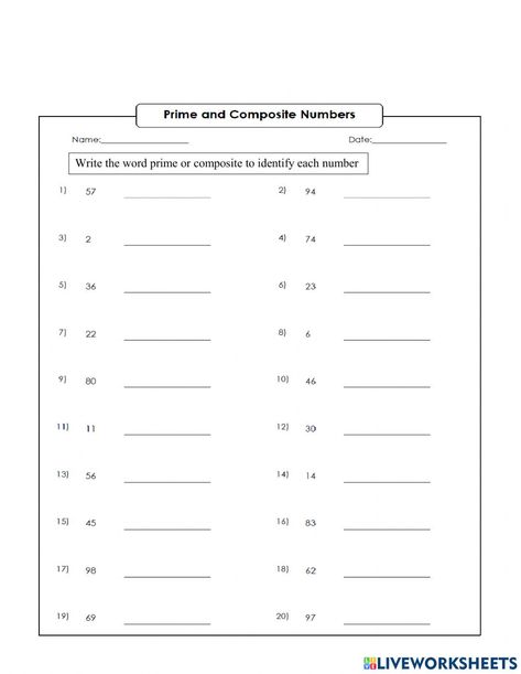 Prime And Composite Numbers Worksheets, Prime Numbers Worksheet, Comparative Adjectives Worksheet, Periodic Table Puns, 4th Grade Worksheets, Math Basics, Prime And Composite Numbers, Mental Maths Worksheets, Cells Worksheet