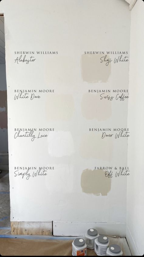 Creamy White Wall Color, Chantilly Lace Vs Snowbound, Creamy White Benjamin Moore, Benjamin Moore Creamy White, Paint Color Inspiration, House Color Palettes, Neutral Paint Colors, House Color Schemes, White Paint Colors