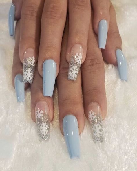 Blue Acrylic Nails, Ombre Acrylic Nails, Winter Nails Acrylic, Christmas Gel Nails, Simple Acrylic Nails, Long Acrylic Nails Coffin, Christmas Nails Acrylic, Nail Swag, Acrylic Nails Coffin Short