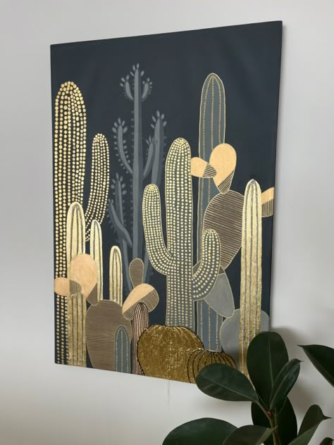 #art #cactus #texture Cactus Paintings, Black Canvas Paintings, Cactus Painting, Desert Art, Cactus Art, Arte Inspo, Framed Canvas Wall Art, The Plant, Plant Life