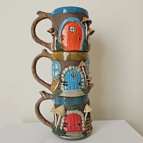 Fantasy Mushroom Hobbit House Mug, Handmade Stoneware Fantastic Mug, Mystical Gifts, One of A Kind Gift #cottagecore #cottagecoremug #fairymug #mushroommug #hobbithouse #hobbitmug #handmadecoffeemug #fairyhouse #fairyhousemug Mushroom Hobbit House, Mystical Gifts, Mushroom Mugs, Fairy Mug, Fantasy Mug, Fantasy Mushroom, House Mug, Hobbit House, Mug Handmade