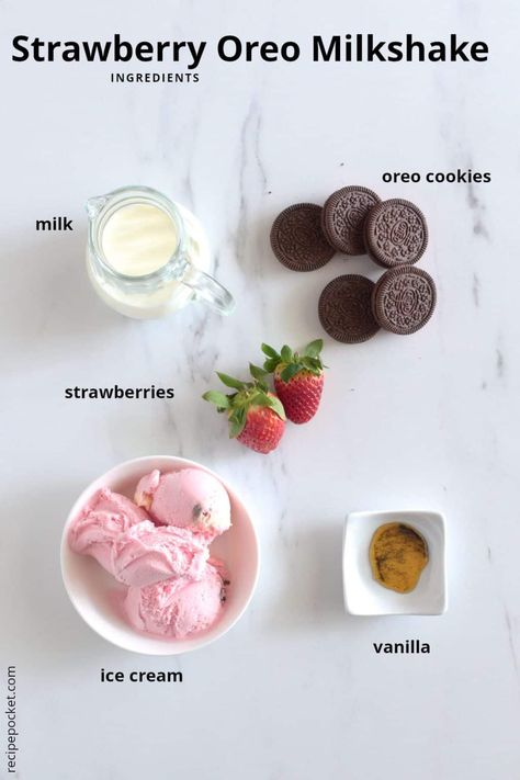 Strawberry Oreo Milkshake, Milkshakes And Smoothies, How To Make An Oreo Milkshake, Valentine Milkshake, Strawberries Milkshake, Strawberry Milkshake Recipe Easy, Milkshake Recept, Milk Shake Recipes, Recipes Milkshake