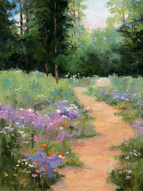 flowers in the meadow, original painting, oil painting of flowers and meadows, trees and flowers, sheryl knight fine art, fine art oil paintings Google Sign, Oil Painting Of Flowers, Painting Gifts, Painting Of Flowers, Art Oil Paintings, Trees And Flowers, Pastel Sec, Fine Art Painting Oil, Oil Pastel Art