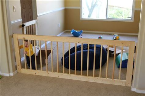 Homemade Baby Gate Part 2 | Studio711 Diy Baby Gate For Large Opening, Large Baby Gate, Extra Wide Baby Gate, Wide Baby Gate, Diy Baby Gate, Kids Gate, Baby Play Yard, Play Pen, Gate Ideas