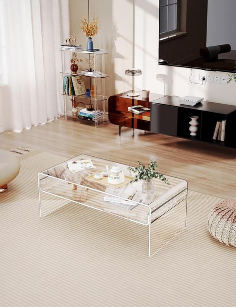 Modern Bay Window, Small Kitchen Appliance Storage, Lucite Table, Coffee Table For Living Room, Living Room Tv Cabinet, Acrylic Coffee Table, Table For Living Room, Glass Side Tables, Coffee Table Wayfair