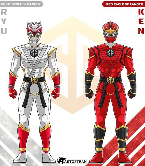 Ryu Power Ranger, Street Fighter Power Rangers, Ryu And Ken, Wolf Ranger, Eagle Costume, Power Rangers Poster, Ninja Design, Ranger Armor, Rings Tattoo