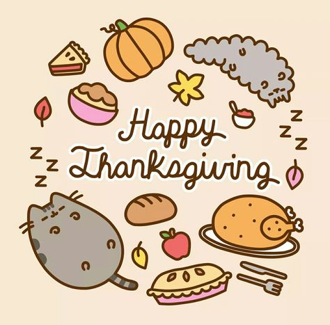 Pusheen Thanksgiving Thanksgiving Kawaii, Thanksgiving Wallpaper, Pusheen, Happy Thanksgiving, Thanksgiving, Instagram, Kawaii