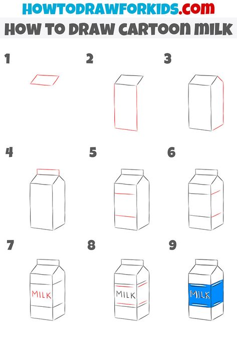 Carton Of Milk Drawing, How To Draw Food Easy, Milk Cartoon Drawing, Milk Drawing Easy, How To Draw Milk, Dessert Drawing Easy, Milk Carton Drawing, Teen Wallpapers, Milk Drawing