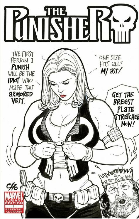 Blank Comic Book, Book Sketch, Sketch Cover, Frank Cho, Comic Book Artwork, The Punisher, Portrait Cartoon, Marvel Fan Art, Comic Book Artists