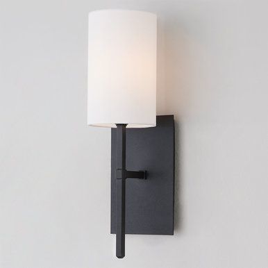 Black Wall Sconces: Unique Designs with Glass and Fabric Shades - Shades of Light Living Room Wall Light Fixtures, Sconces Fireplace Black, Wall Sconces Hallway Modern, Modern Hallway Sconces, Wall Sconses Hallway, Sconces Next To Tv Living Room, Black Bathroom Sconces Light Fixtures, Matte Black Sconces Bathroom, Hall Wall Sconces Hallways