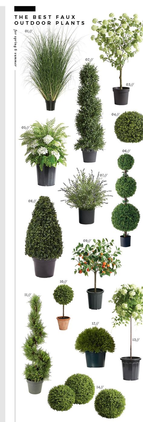 Best Outdoor Artificial Plants, Faux Plants On Porch, Front Porch Faux Tree, Tall Plants For Planters Outdoor, Faux Garden Plants, Faux Planters Outdoor, Fake Plants For Outdoors, Landscape With Fake Plants, Fake Front Door Plants