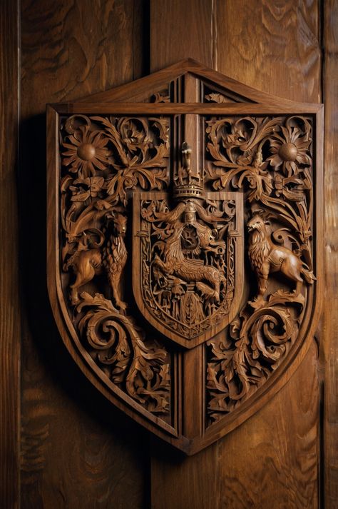 Discover the beauty of handcrafted wood art with this intricately carved shield, showcasing stunning animal and flower motifs. 
Explore more inspiring woodwork pieces today!
#woodworking #wood #handmade #woodworker #woodwork #diy #design #interiordesign #woodart #art #homedecor #furniture #wooddesign #carpentry #woodcraft #woodshop #woodcarving  #handcrafted #woodturning #maker #furnituredesign Intricate Wood Carving, Wood Cnc Art, Wood Cnc Design, Animals And Flowers, Woodwork Diy, Cnc Art, Flower Motifs, Cnc Design, Woodworking Wood