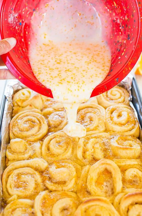 Orange Marmalade Rolls, Orange Marmalade Cinnamon Rolls, Orange Cinnamon Rolls, Orange Sweet Rolls, Sweet Roll Recipe, Averie Cooks, Orange Rolls, Breakfast Rolls, Yeast Breads