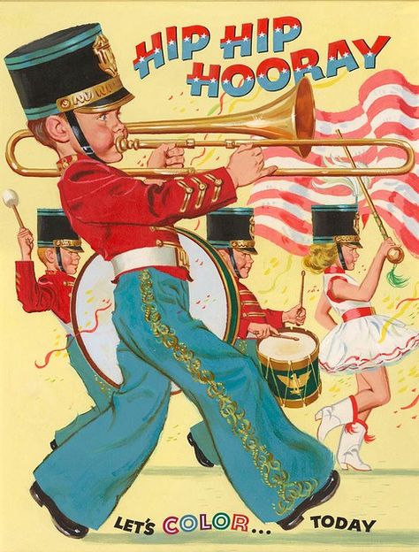 Happy Flag Day, Patriotic Images, Vintage Coloring Books, Birthday Art, Flag Day, Vintage Americana, Patriotic Holidays, Painted Books, Vintage Greeting Cards