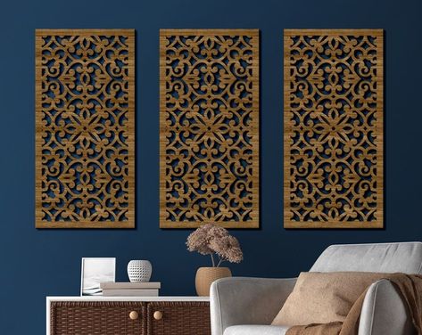 Screen Panels Custom Made MDF - Etsy Wall Cutout Decor, Boho Wood Wall, Wooden Lattice, Lattice Panels, Panel Wall Decor, Wall Cutout, Moroccan Wall Art, Arabic Designs, Arabic Wall Art