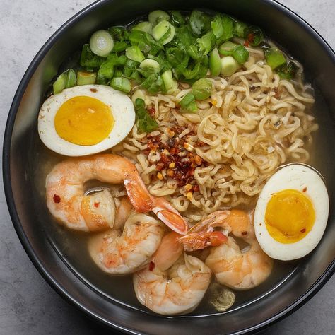 Asian Shrimp Ramen Bowl Recipe - Instacart Homemade Ramen Bowl Recipes, Ramen Noodles With Shrimp, Shrimp Ramen Bowl, Easy Shrimp Ramen, Shrimp Ramen Recipes, Ramen Bowl Recipe, Copycat Meals, Noodles With Shrimp, Shrimp Ramen