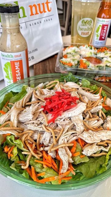 Kardashian Chinese Chicken Salad, Health Nut Salad, Chinese Chicken Salad, Asian Salad, Chinese Chicken, Health Nut, Korean Food, Chicken Salad, Soup And Salad