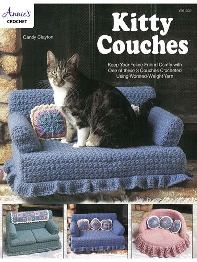 Crochet Cat Bed, Cat Couch, Annie's Crochet, Design Crochet, Crochet Patterns Free Blanket, Stitch Crochet, Crochet Afghans, Crochet Books, Afghan Crochet Patterns