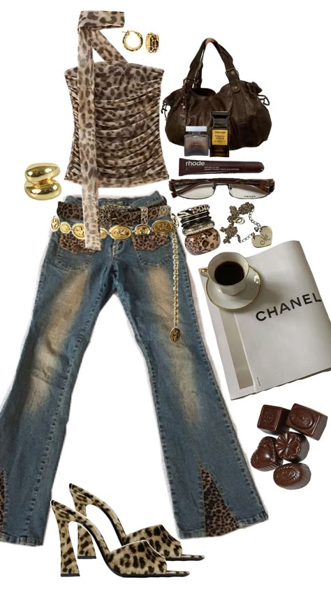 friendly ! pressure ! #brown #leopard #leopardprint #myswagisunusual #fashioninspo #outfit #fashion #outfitinspo #white #gold #chanel #prada #gucci #oldmoney #2000s #coolgirl #workinggirl #2000s #downtowngirl #icon #itgirl Chic 2000s Fashion, 90s Cheetah Print Outfit, Lepord Print 2000s Outfit, 2000s Cheetah Print Outfit, Italian Y2k Outfits, Leopard Print Outfits Y2k, Designer Clothes Aesthetic, Y2k Leopard Print Outfit, Brown 2000s Aesthetic