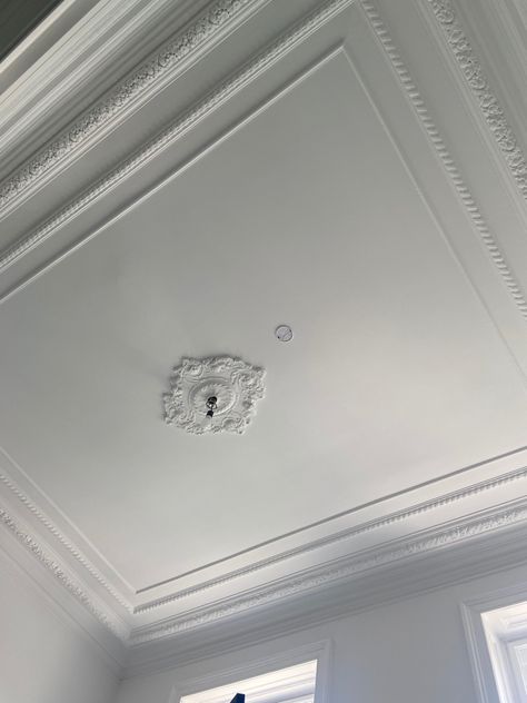 Living Room Ceiling Molding, Ceiling Panel Moulding, Georgian Ceiling Design, Picture Frame Ceiling, Decorative Ceiling Molding, Ceiling Mouldings And Trim Ideas, Ceiling Molding Design, Ceiling Molding Ideas, Moulding Ceiling