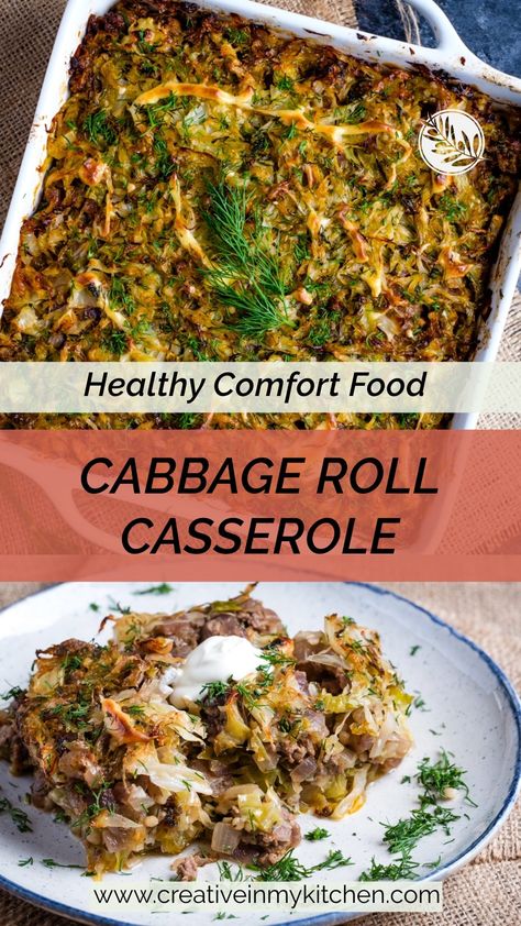 When you’re in the mood for something hearty and flavorful but short on time, this Romanian-style cabbage roll casserole is a perfect choice. Inspired by the traditional Transylvanian ‘Varza a la Cluj,’ this dish offers all the rich and comforting flavors of classic cabbage rolls, without the time-consuming rolling process. It’s an ideal meal for any day of the week, whether you’re looking for a satisfying family dinner or a delicious way to impress guests. Cabbage Casserole Recipes, Cabbage Roll Casserole, Cabbage Head, Cabbage Roll, Fermented Cabbage, Cabbage Casserole, Healthy Comfort Food, Cabbage Rolls, Smoked Sausage