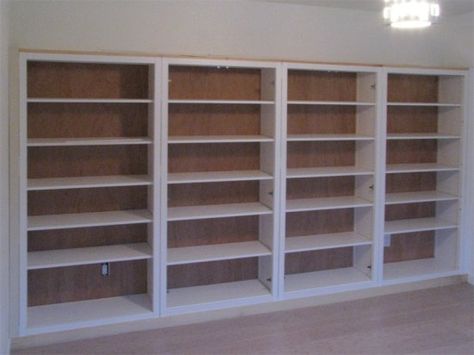 Hemnes Bookshelves Built-in Hack! - IKEA Hackers - IKEA Hackers Ikea Hemnes Bookshelf, Hemnes Bookshelf, Ikea Billy Bookcase White, Wall Of Bookshelves, Bookshelves White, Ikea Hemnes Bookcase, Bookshelf Ikea, Bookshelf Hack, Hemnes Bookcase