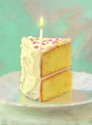 A Piece Of Cake Drawing, Birthday Cake Illustration Art, Slice Of Cake Painting, Piece Of Cake Aesthetic, Cake Slice Painting, Birthday Cake Art Drawing, Slice Of Cake Drawing, Birthday Cake Paint, Piece Of Cake Drawing