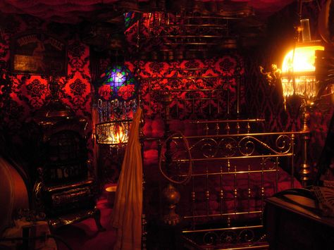 The inside of a brothel Brothel Bedroom, In The Bleak Midwinter, Bleak Midwinter, New Orleans Hotels, Goth Home, Bedroom Red, House On The Rock, Red Rooms, Gothic Decor