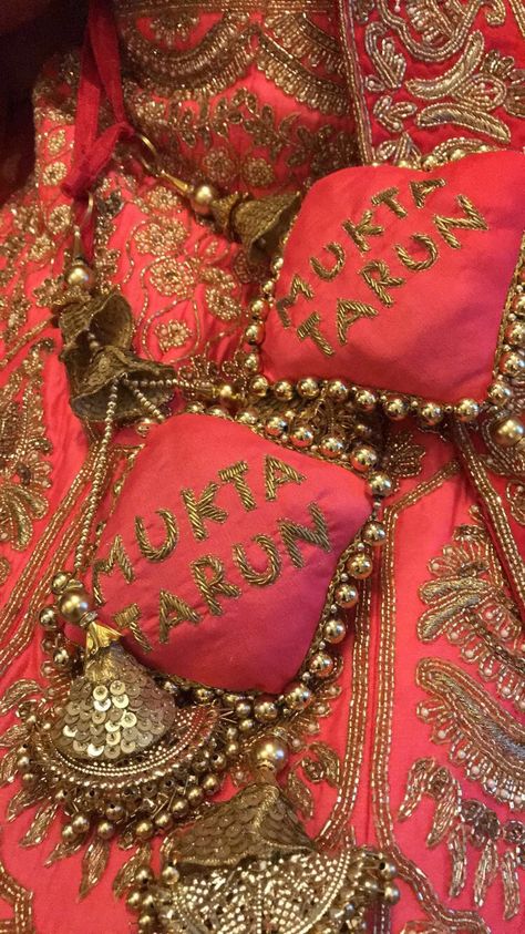 Latkans for my wedding lehenga with embroidered bride (mine) and grooms name Latkan Ideas, Latkans For Lehenga, Tassels Fashion Clothing, Black Lace Prom Dress, Saree Tassels Designs, Designer Bridal Lehenga Choli, Lehenga Saree Design, Womens Pants Design, Saree Tassels