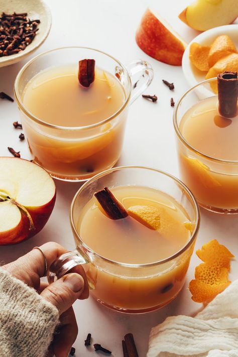 Hot Spiced Apple Cider, Wassail Recipe, Pear Cider, Spiced Apple Cider, Minimalist Baker, Apple Season, Spiced Cider, Fall Entertaining, Baked Donuts